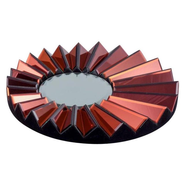 Olivier de Schrijver (1958), French designer. Futuristic "Simba Rouge" unique wall mirror made of copper-colored metallic...