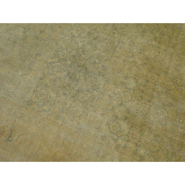 Light Green Early 20th Century Pale Green Yellow Persian Tabriz Rug - 10'4" x 13'9" For Sale - Image 8 of 12