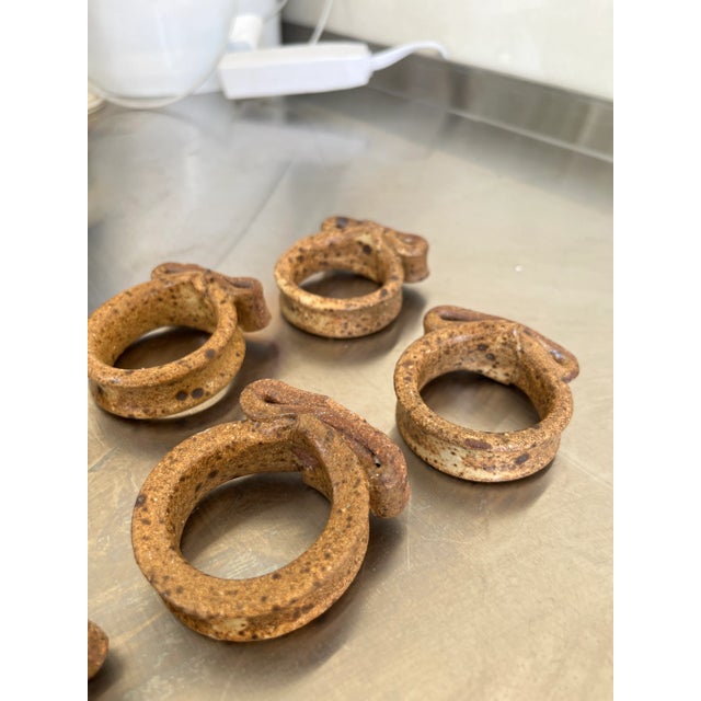 Late 20th Century Vintage Studio Art Pottery Napkins Rings- Set of 8 For Sale - Image 10 of 11