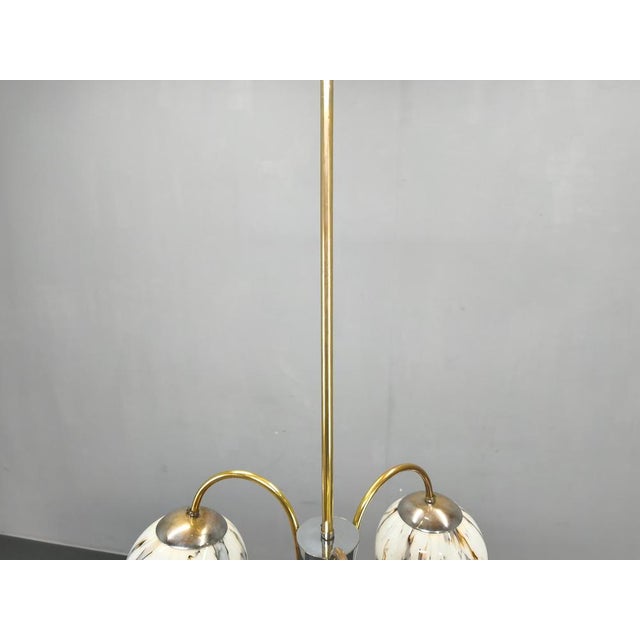 Art Deco Chandelier in Marble, Glass, Brass & Chrome, 1930s For Sale - Image 9 of 14