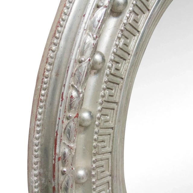 Neoclassical Empire Style Silver Mirror in Hand-Carved Wood For Sale - Image 6 of 7