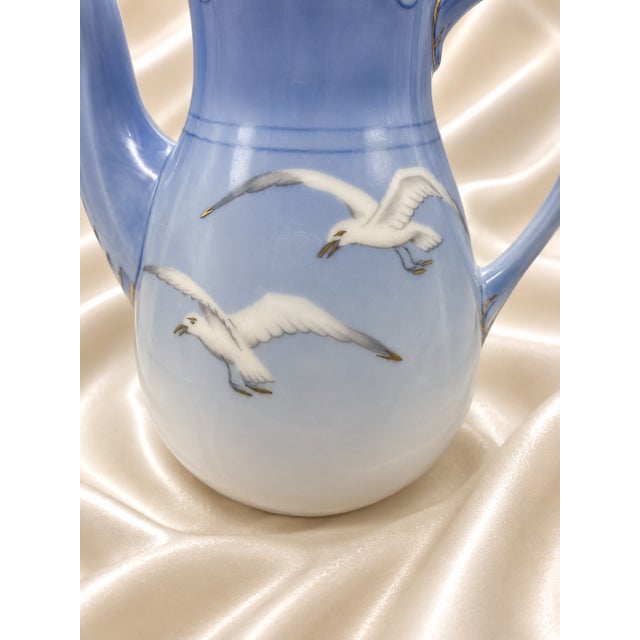 Bing & Grondahl Vintage Denmark Bing and Grøndahl Blue and White Seagull Coffeepot For Sale - Image 4 of 5