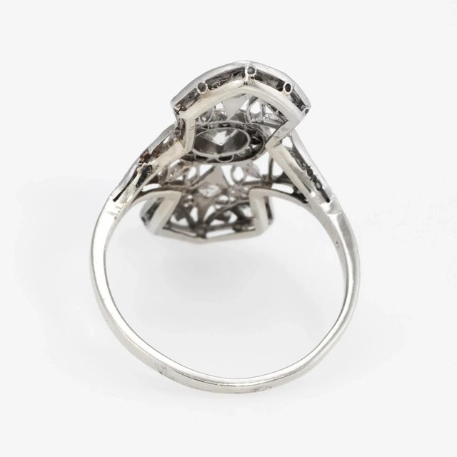 Early 20th Century Early 20th Century Antique Deco Diamond Filigree Ring Vintage 14 Karat Gold size 5 For Sale - Image 5 of 6