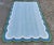 Sky Blue Not Yet Made - Made To Order Handmade Cotton Vegetable Dyed Scalloped Edge Rug Sky Blue With Cream Blue and Forest Green Border - 6'x9' For Sale - Image 8 of 11