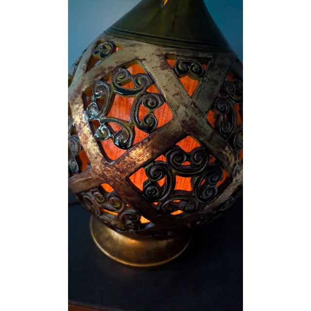 Ceramic Mid-Century Brutalist Ceramic Table Lamp 2 Lights For Sale - Image 7 of 12