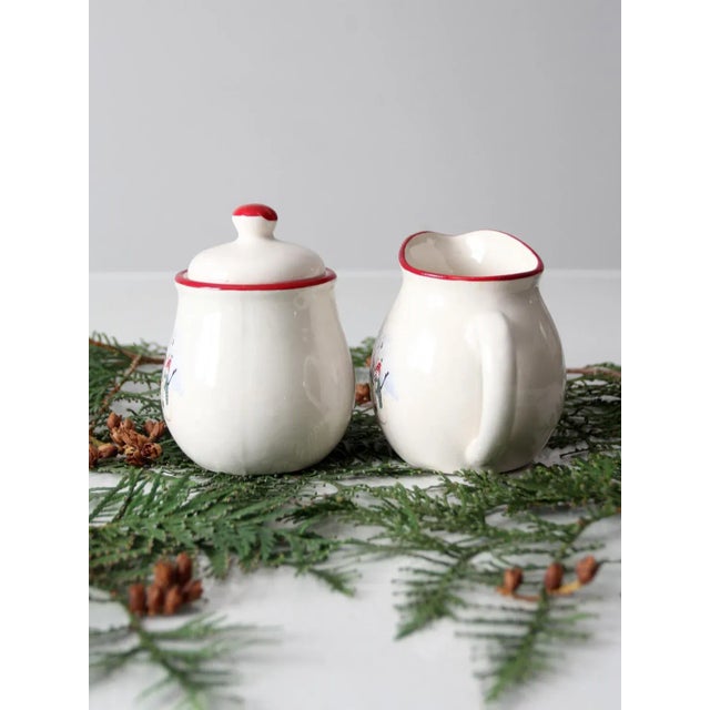 Vintage Royal Season Stoneware Snowman Creamer & Sugar Bowl Set For Sale - Image 4 of 10
