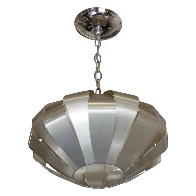 Metal Vintage 1960s Space Age Aluminum Ribbon Pendant For Sale - Image 7 of 7