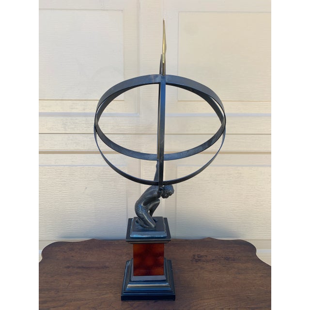 Vintage English Country Iron Armillary Sundial Held by Atlas For Sale - Image 12 of 12