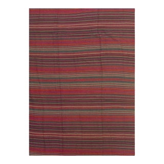 1950s Multicolor Field Stripe Geometric Vintage Mid-Century Turkish Kilim Rug For Sale