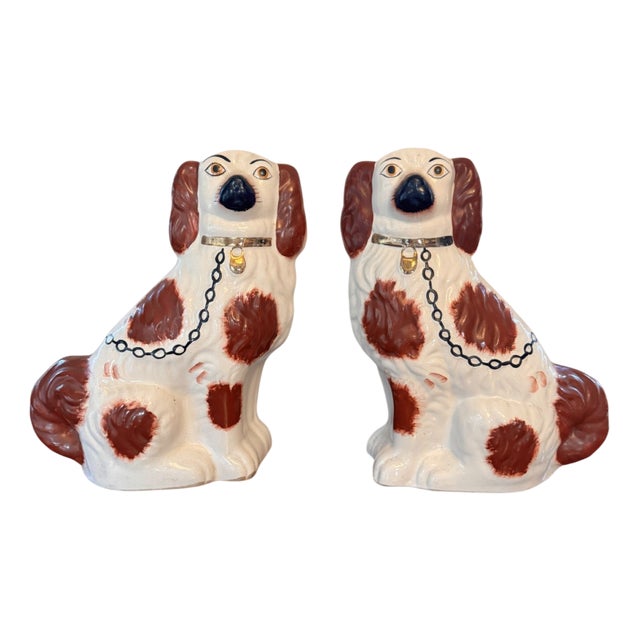 Antique Victorian Staffordshire Dogs, 1880, Set of 2 For Sale