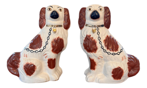 Antique Victorian Staffordshire Dogs, 1880, Set of 2