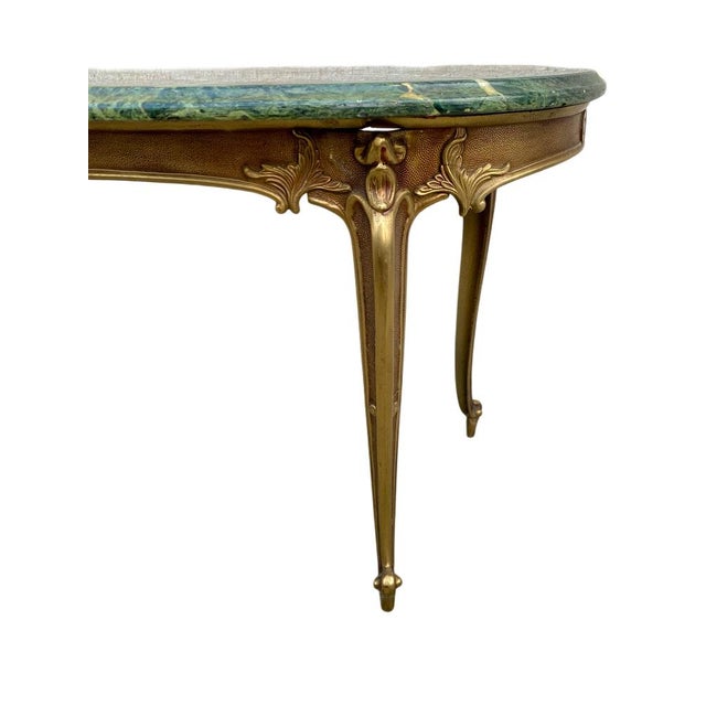 Louis XV Style Coffee Table with Green Marble Top, 1960s For Sale - Image 4 of 6