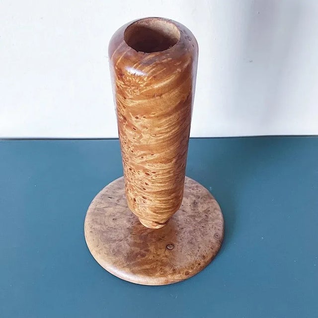Mid-Century Modern Hand-Turned Vase in Burled-Wood For Sale - Image 3 of 7