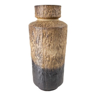 Mid-Century Modern Brown Glazed Pottery Vase, Signed For Sale