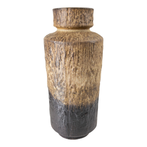 Mid-Century Modern Brown Glazed Pottery Vase, Signed