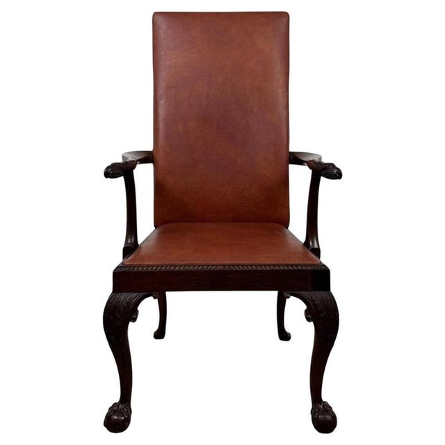 Antique 19th Century English Mahogany Open Armchair with Claw Feet For Sale - Image 3 of 15