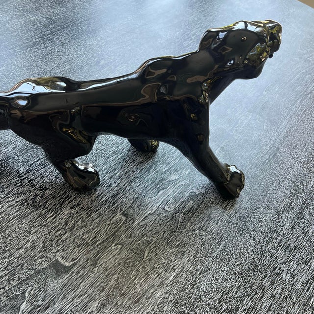 Mid-Century Modern Vintage MCM Stalking Black Panther Figure Glossy For Sale - Image 3 of 11