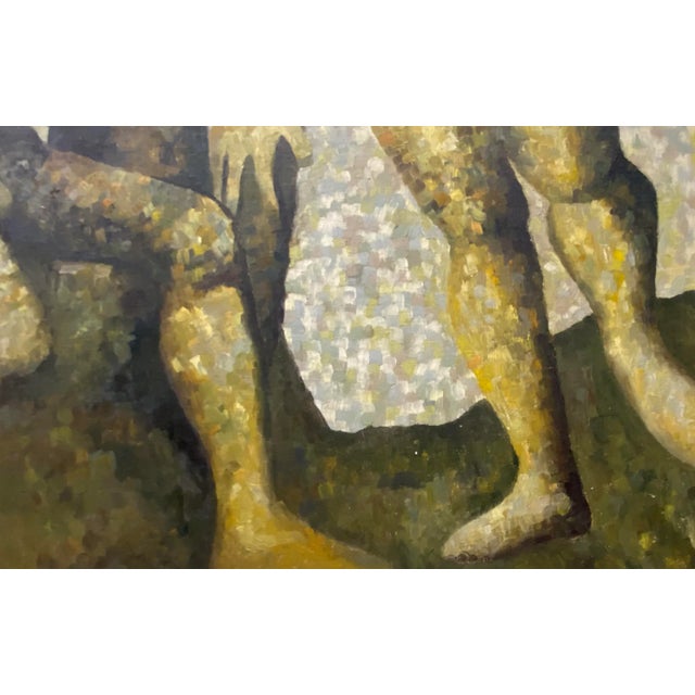 Postmodern Vintage "Adam and Eve" Original Oil Painting by Sam C.1970 For Sale - Image 3 of 12