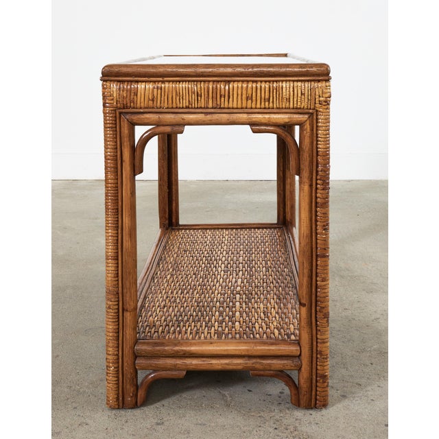 Midcentury Organic Modern Style Bamboo Rattan Console Table | Chairish