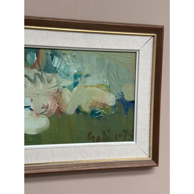 Ragnar Godin, Composition in Green, 1975, Oil on Panel, Framed For Sale - Image 6 of 16