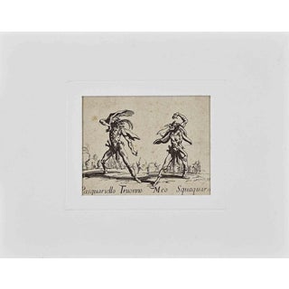 Jacques Callot, Pasquariello Truonno and Meo Squaquara, Etching, 1620s For Sale