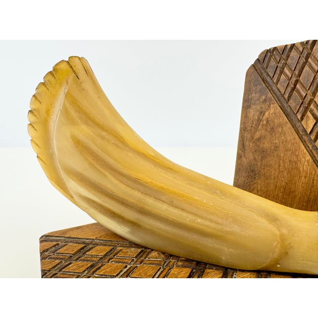 Vintage Carved Wood and Horn-Style Bird Bookends, a Pair For Sale In Little Rock - Image 6 of 14