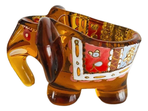 Vintage Amber Glass Decorative Elephant Pipe Holder from Moser Royo, 1930s