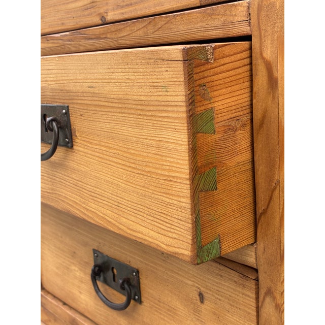 Pine Glazed Bookcase or Storage Cupboard With Four Drawers For Sale - Image 9 of 17