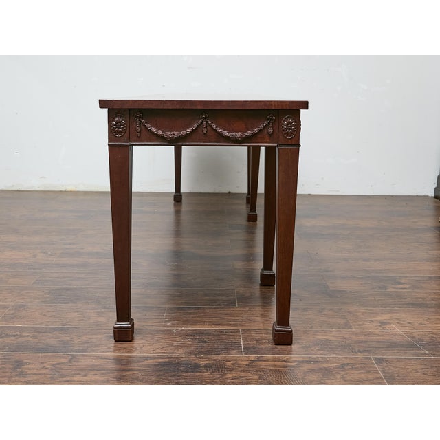 Wood English Neoclassical Style 19th Century Mahogany Console Table with Carved Swags For Sale - Image 7 of 11