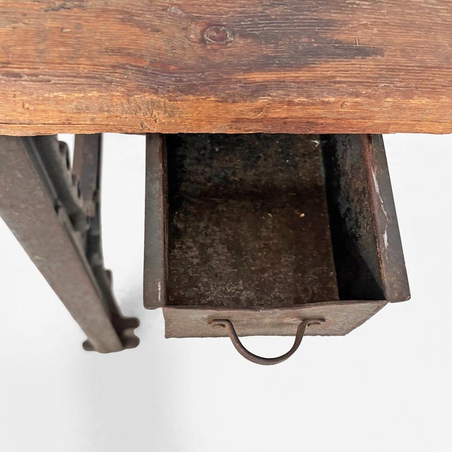 Italian Industrial Wooden and Cast Iron Console Table, 1800s For Sale - Image 13 of 18
