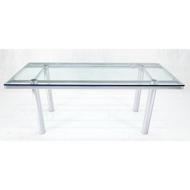 Metal Tobia Scarpa Chrome Base Rectangle Glass Top 4 Cylinder legs Dining Table Mint! For Sale - Image 7 of 12