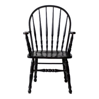 Vintage Black Windsor Arm Chair For Sale