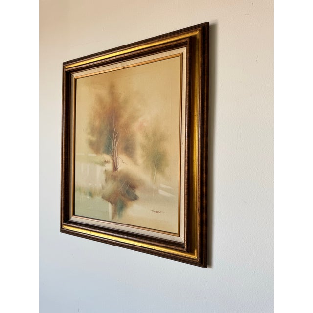 1970s Vintage Impressionist at Tree Landscape Oil Painting by Holbert For Sale - Image 4 of 12