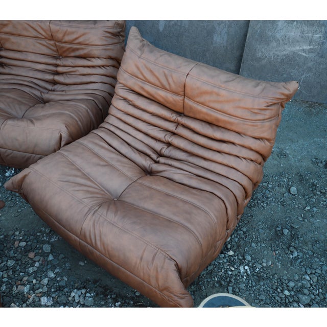 Animal Skin Togo Sofa Set by Michel Ducaroy for Ligne Roset, Set of 5 For Sale - Image 7 of 10