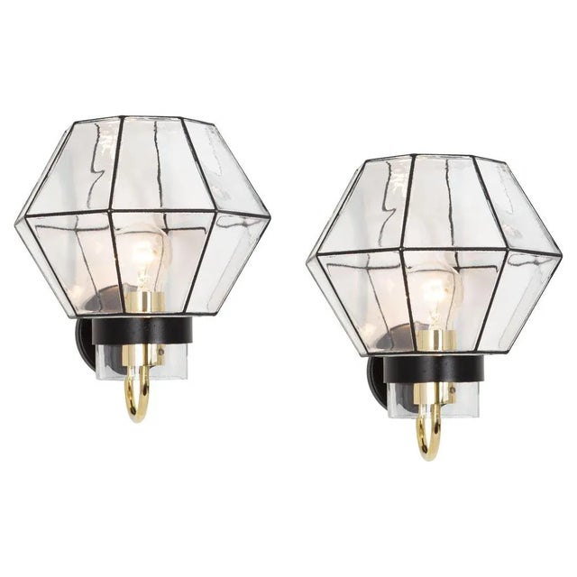 Black Iron and Glass Wall Light Sconces from Limburg, Germany, 1960s, Set of 2 For Sale - Image 8 of 8