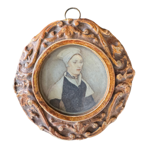 Antique Framed Miniature Reproduction of Mrs. Jane Pemberton Small