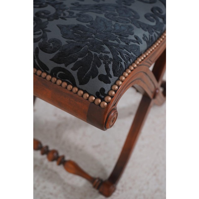 1980s Pair Regency Style X Design Mahogany Benches For Sale - Image 5 of 13