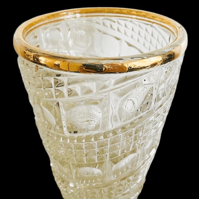Mid-Century Modern Vintage Hollywood Regency Crystal Vase with Gold-Plated Rim, 1970s For Sale - Image 3 of 9