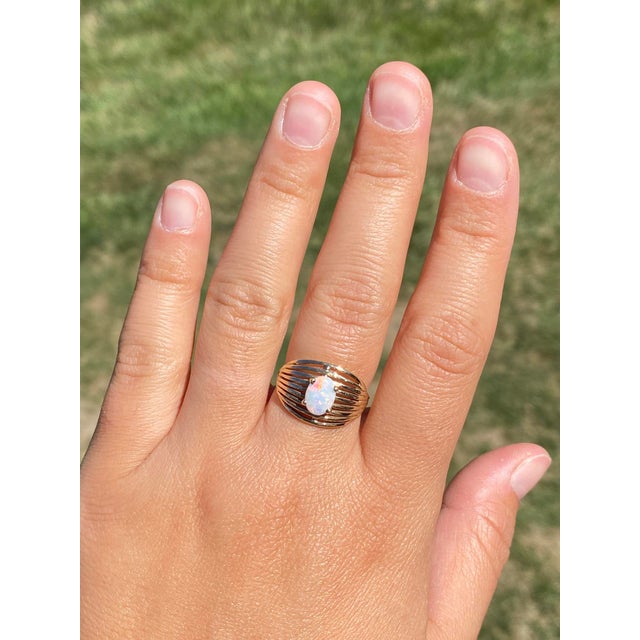 The Braselton: Ladies Vintage 14K Yellow Gold Australian Opal Cocktail Ring For Sale - Image 9 of 10