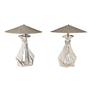 Post Modern Draped Plaster Table Lamps - John Dickinson For Sale