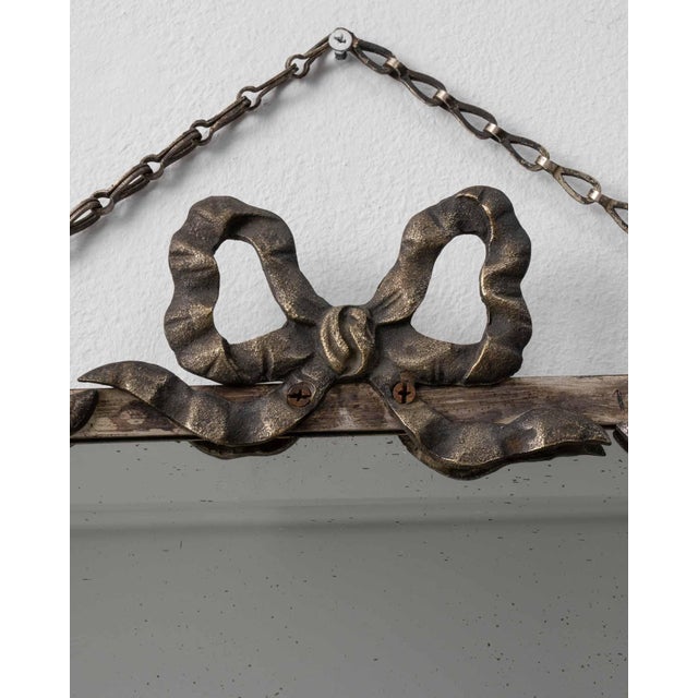 Circa 1930 French Art Deco Wall Mirror With Hanging Chain France 1930s For Sale - Image 9 of 11