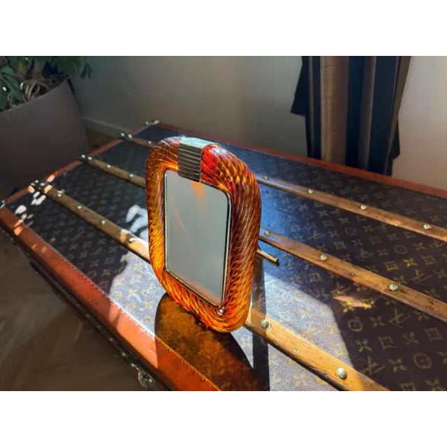 2000 - 2009 Amber Twisted Murano Glass and Brass Photo Frame, 2000 For Sale - Image 5 of 15