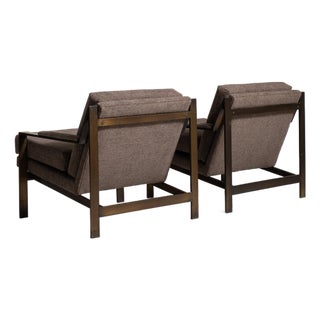 19th Century France Mid-century Modern Taupe Brass Armchair For Sale