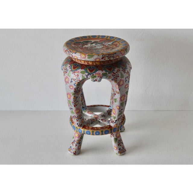 1970s Imari Style Gilt Ceramic Barrel Stool Plant Stand For Sale - Image 15 of 16