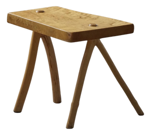 Scandinavian Modern Wabi-Sabi Handcrafted Birch Stool, 1960s