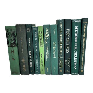 Curated Dark Green Hardcover Styling Books - 10 Pieces For Sale