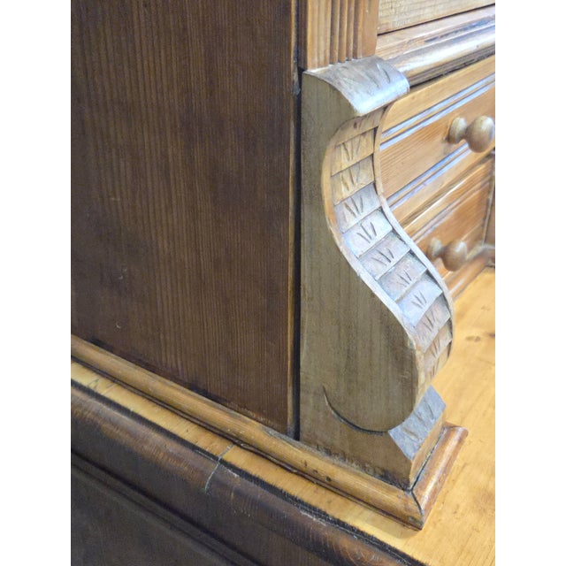 Antique French Provincial Pine Stepback China Cabinet Sideboard Hutch For Sale - Image 12 of 18