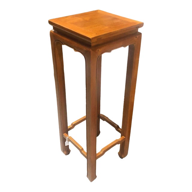 Ming Style Carved Oak Rectangular Incense Plant Stand For Sale