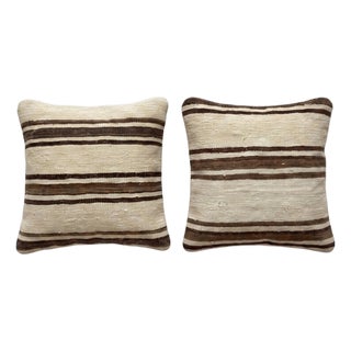 Anatolian Oushak Kilim Pillow Cover 19'' X 19'' - Set of Two For Sale