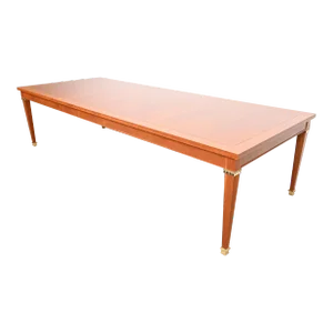 Baker Furniture French Regency Louis XVI Inlaid Cherry Wood Extension Dining Table, Newly Refinished